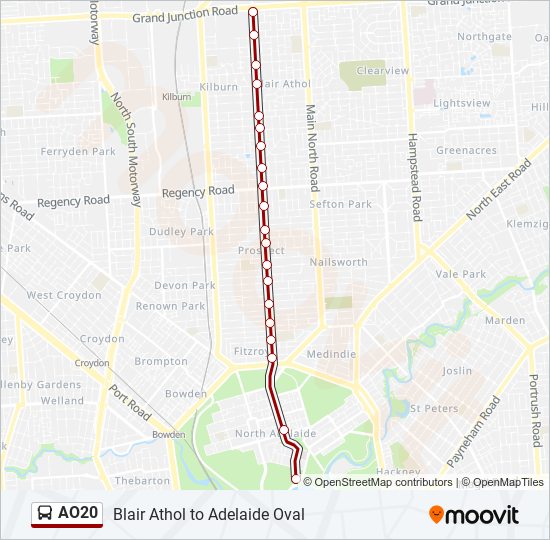 Mapa de AO20 de autobús