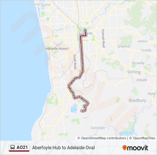 AO21 bus Line Map