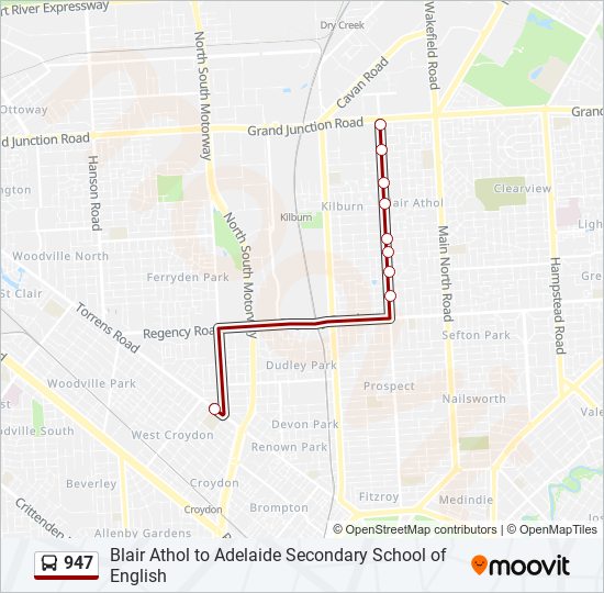 Mapa de 947 de autobús