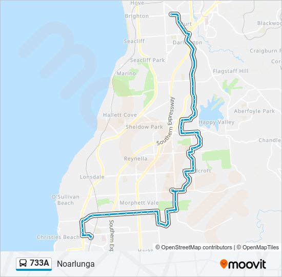 Mapa de 733A de autobús