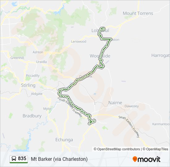 Mapa de 835 de autobús