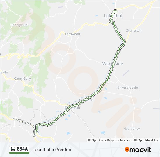 834A bus Line Map