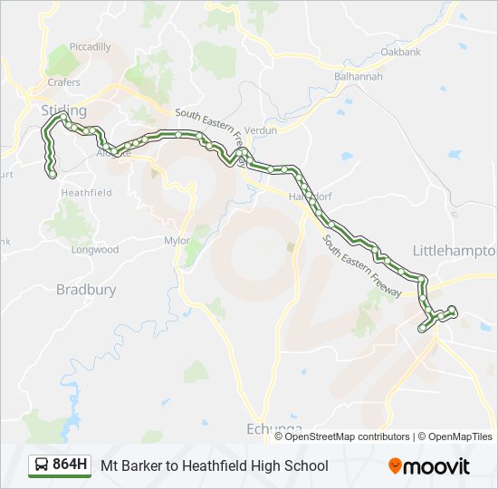 Mapa de 864H de autobús