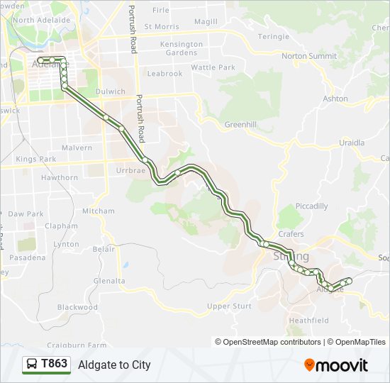 T863 bus Line Map