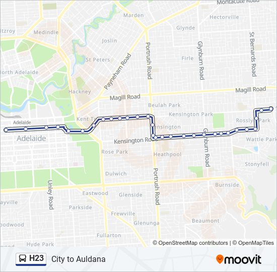 Mapa de H23 de autobús