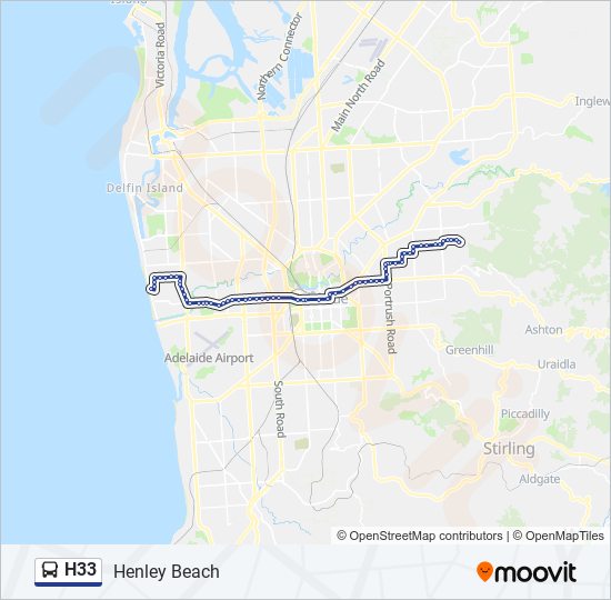 H33 bus Line Map