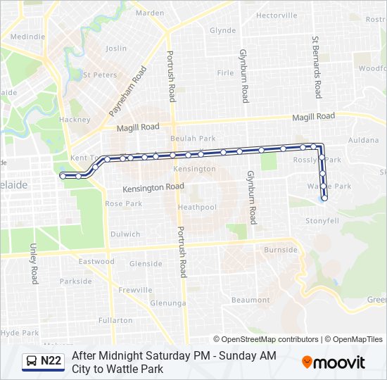 Mapa de N22 de autobús