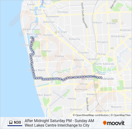 N30 bus Line Map