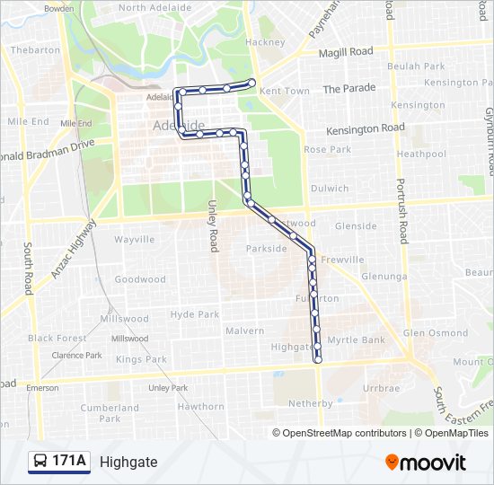 Mapa de 171A de autobús