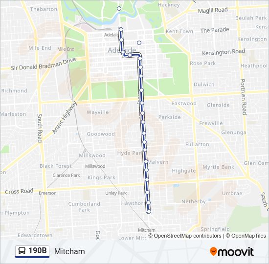 Mapa de 190B de autobús