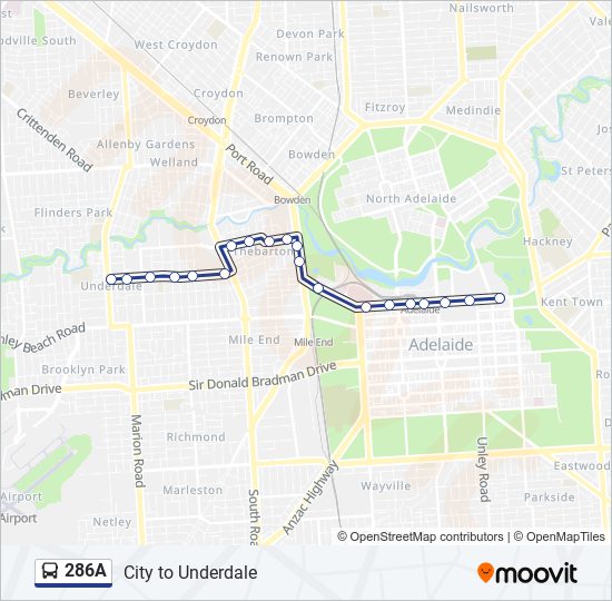 Mapa de 286A de autobús