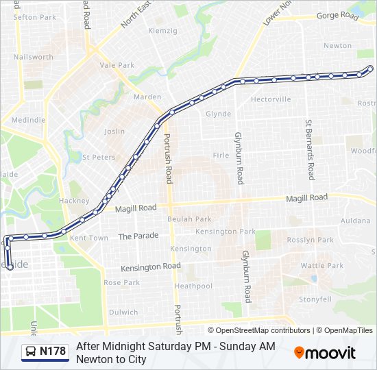 Mapa de N178 de autobús