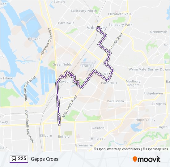 Mapa de 225 de autobús