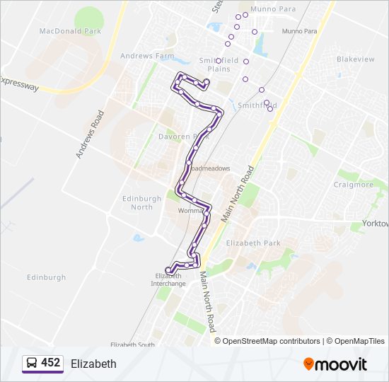 Mapa de 452 de autobús