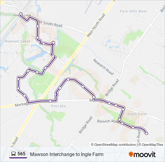 Mapa de 565 de autobús