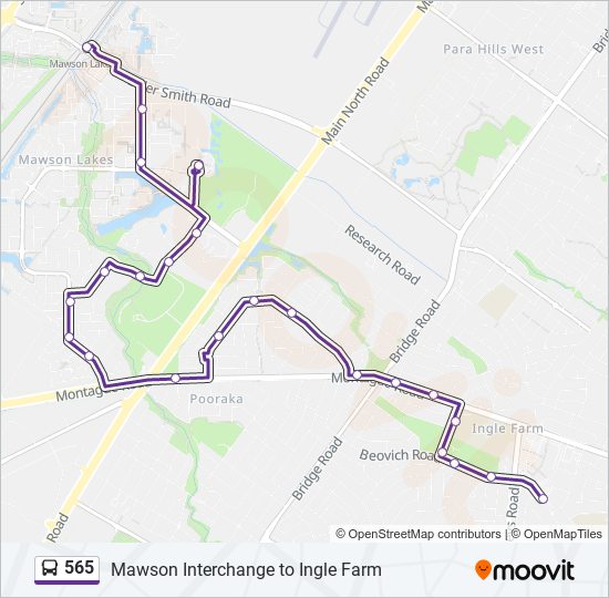 Mapa de 565 de autobús