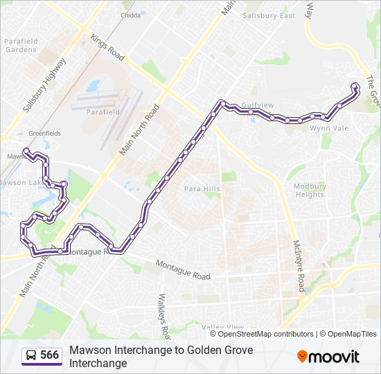 Mapa de 566 de autobús