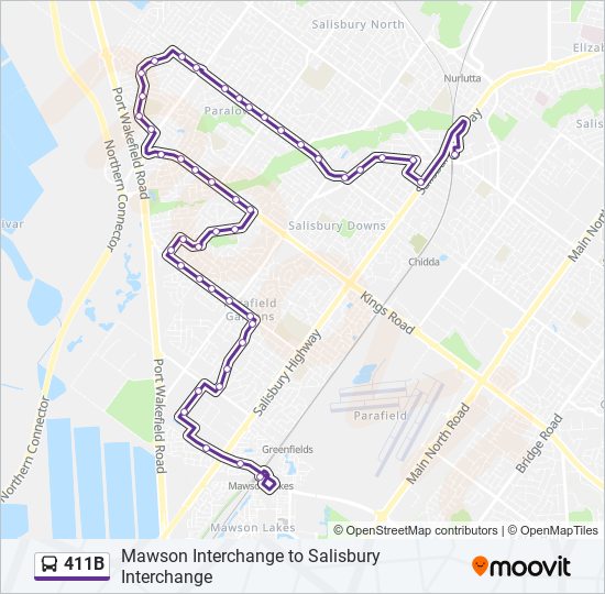 Mapa de 411B de autobús