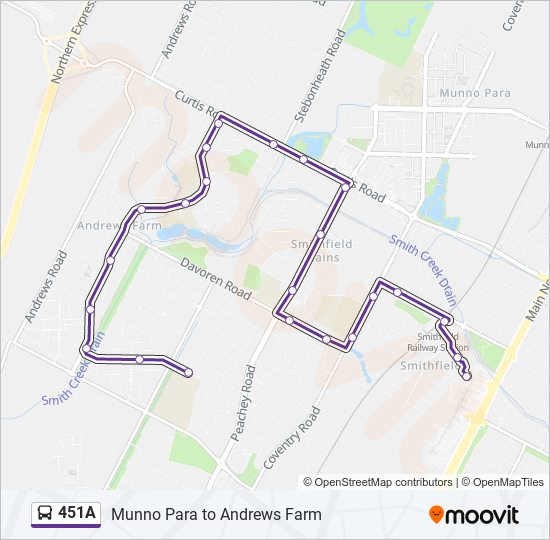 Mapa de 451A de autobús