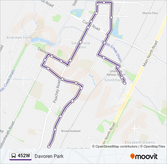 452W bus Line Map