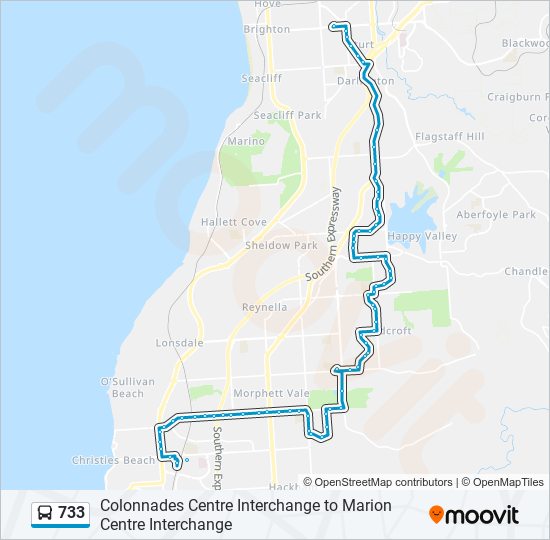 Mapa de 733 de autobús