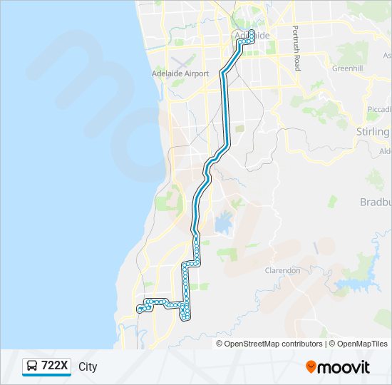 Mapa de 722X de autobús