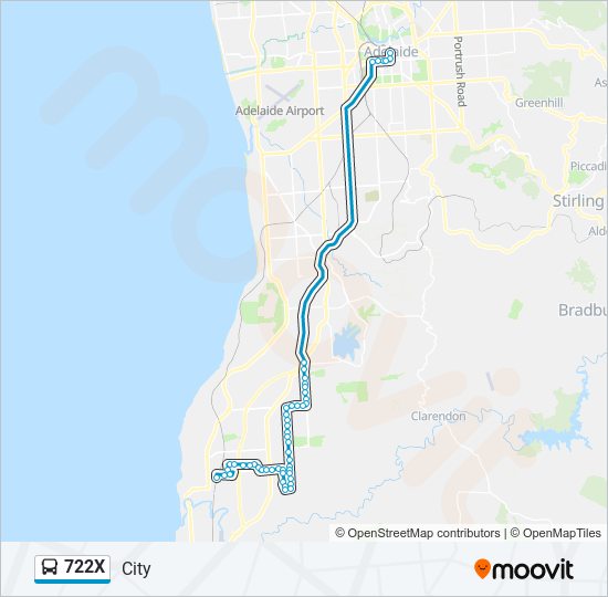 Mapa de 722X de autobús