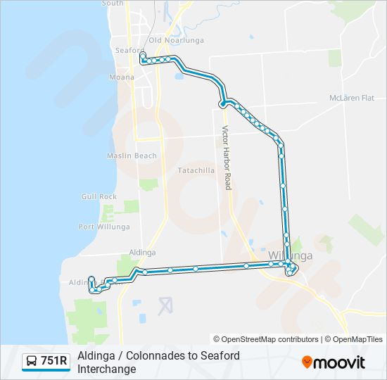 Mapa de 751R de autobús