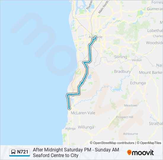 Mapa de N721 de autobús