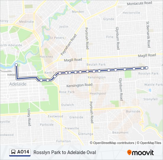 Mapa de AO14 de autobús