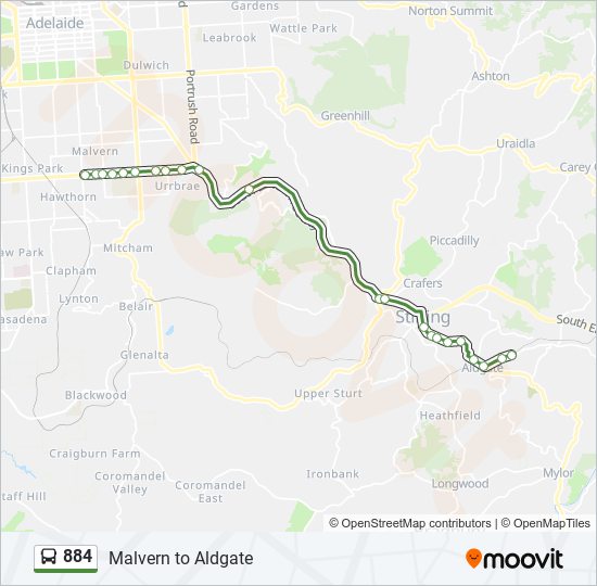 884 bus Line Map