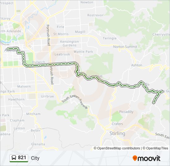 821 bus Line Map