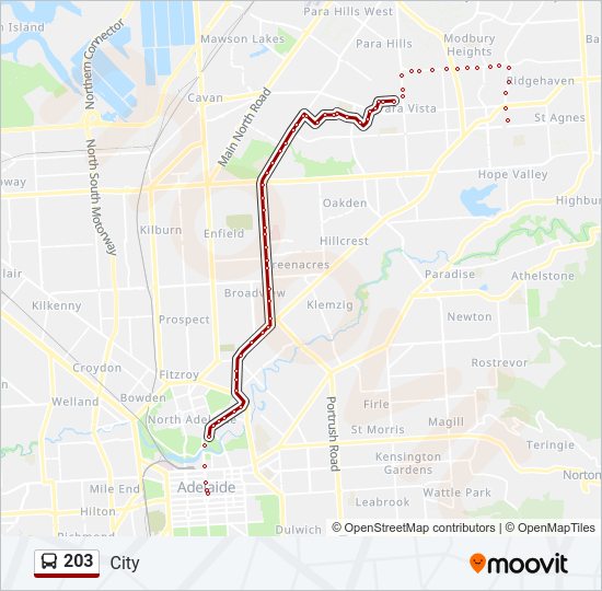 Mapa de 203 de autobús