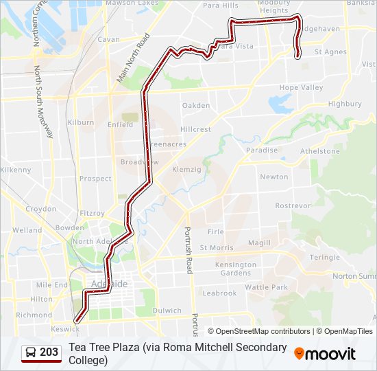 203 bus Line Map