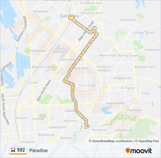 Mapa de 502 de autobús