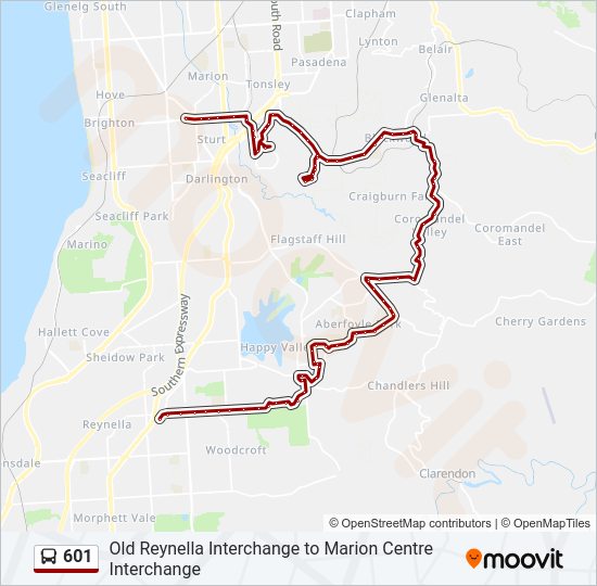 Mapa de 601 de autobús