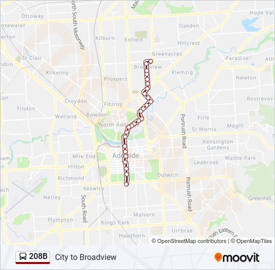 208B bus Line Map