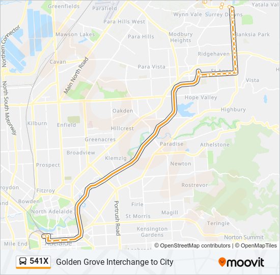 541X bus Line Map
