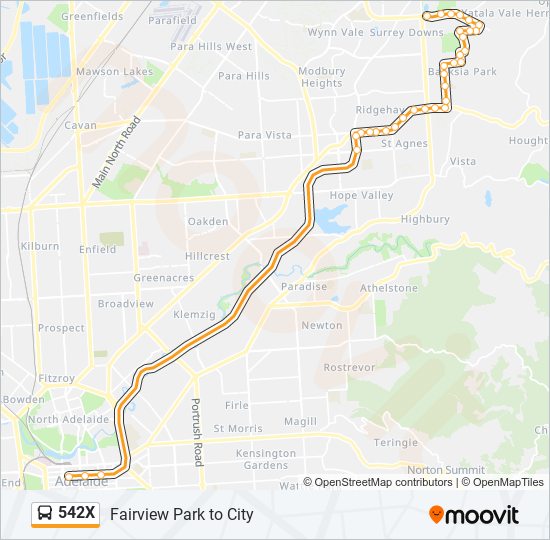 542X bus Line Map