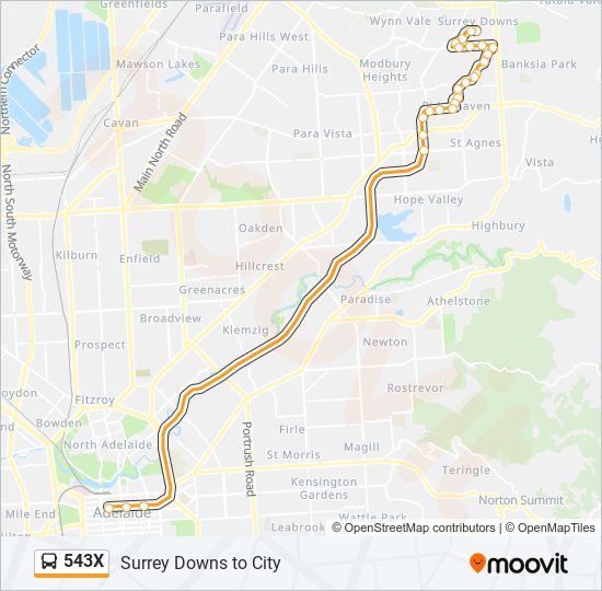 Mapa de 543X de autobús