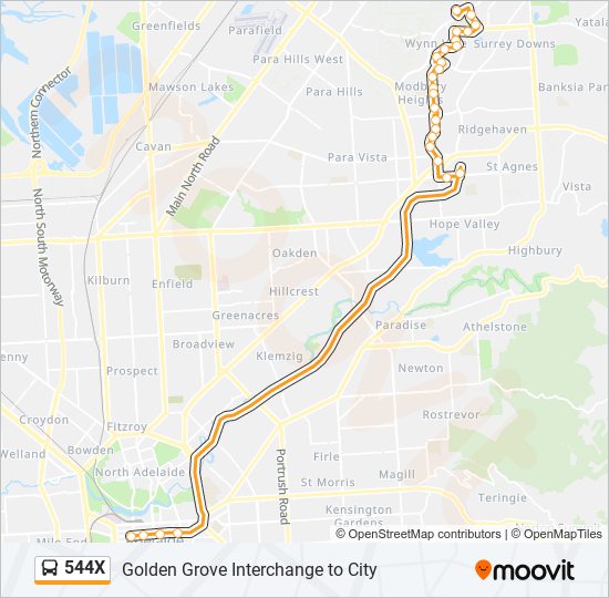 544X bus Line Map