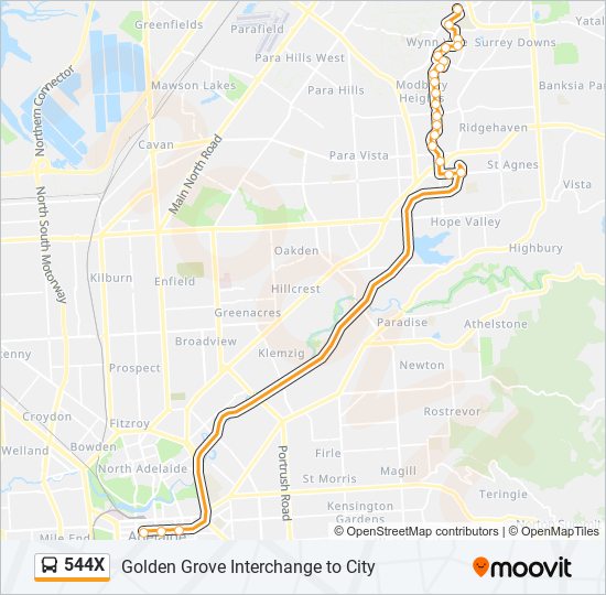 544X bus Line Map