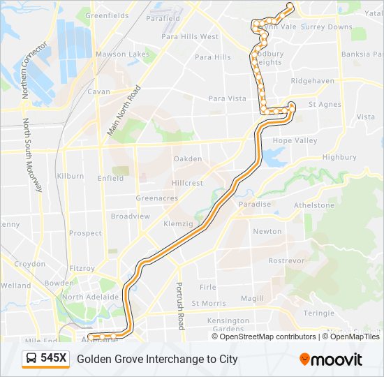 Mapa de 545X de autobús