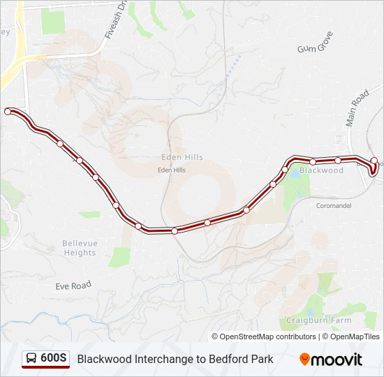 Mapa de 600S de autobús