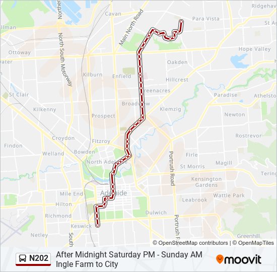 Mapa de N202 de autobús