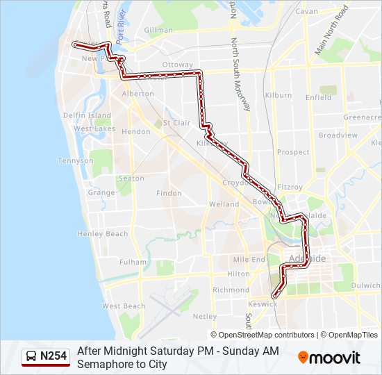 Mapa de N254 de autobús