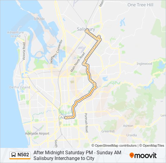 Mapa de N502 de autobús