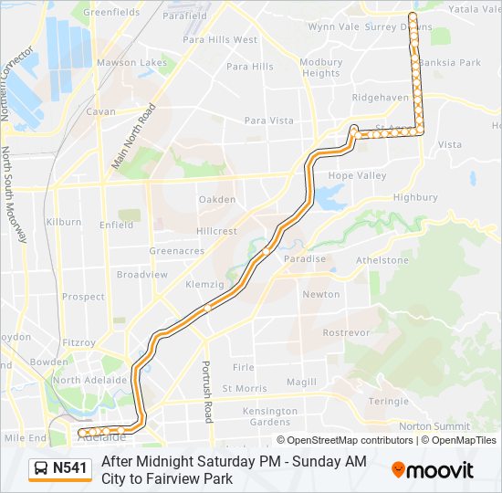 N541 bus Line Map