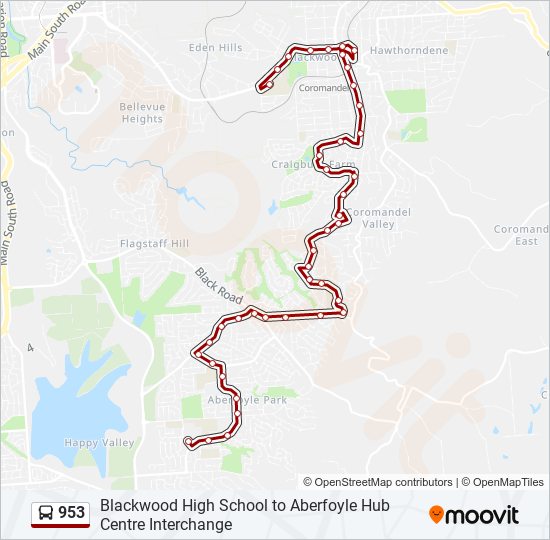 953 bus Line Map
