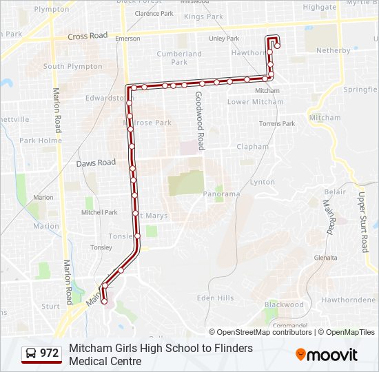 Bus 972m Route Map 972 Route: Schedules, Stops & Maps - Flinders Medical Centre (Updated)